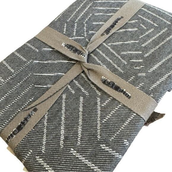 NIP West Elm Flannel Tossed Lines Standard Sham Dark Charcoal Recycled Cotton - Picture 2 of 8